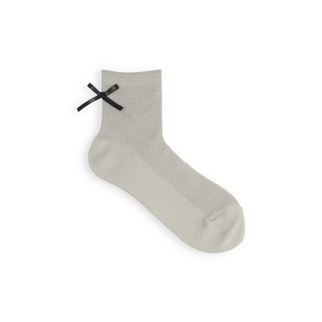 011132260 Madeline Bow Fine Rib Ankle Socks