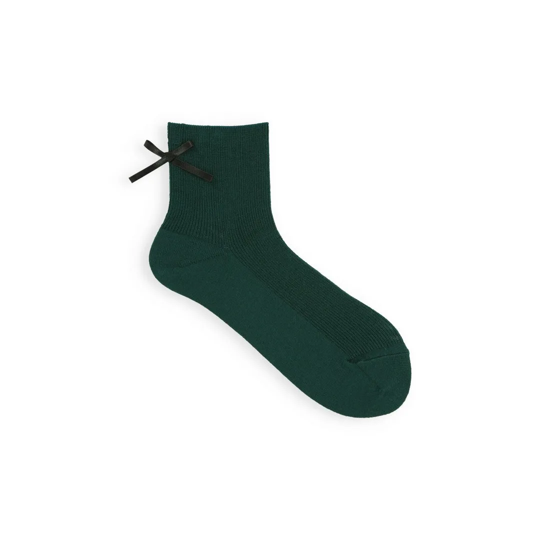 011132260 Madeline Bow Fine Rib Ankle Socks