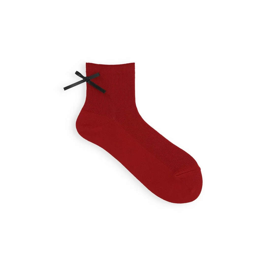 011132260 Madeline Bow Fine Rib Ankle Socks