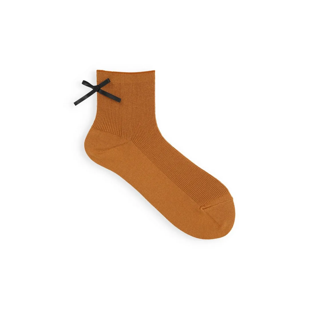 011132260 Madeline Bow Fine Rib Ankle Socks