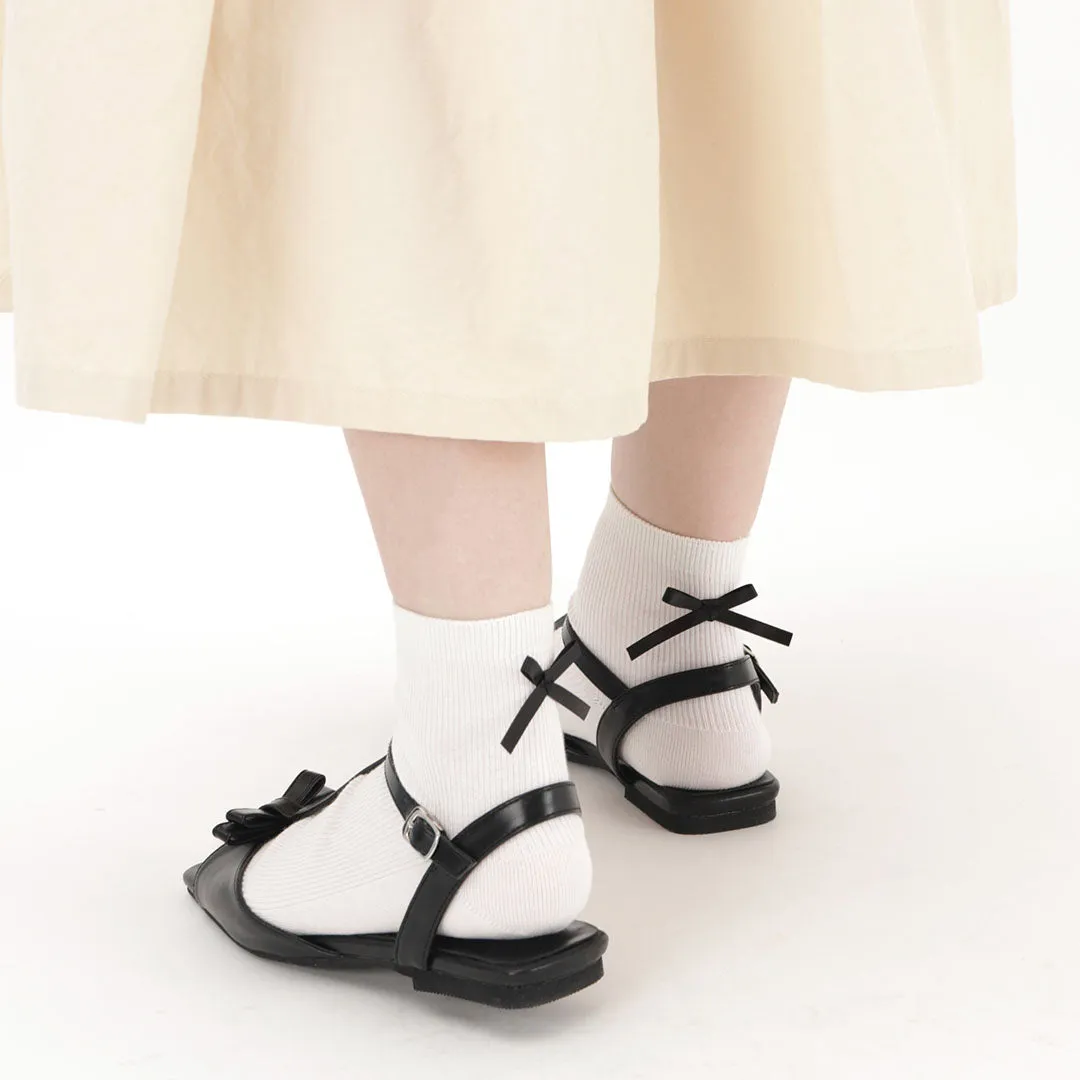 011132260 Madeline Bow Fine Rib Ankle Socks