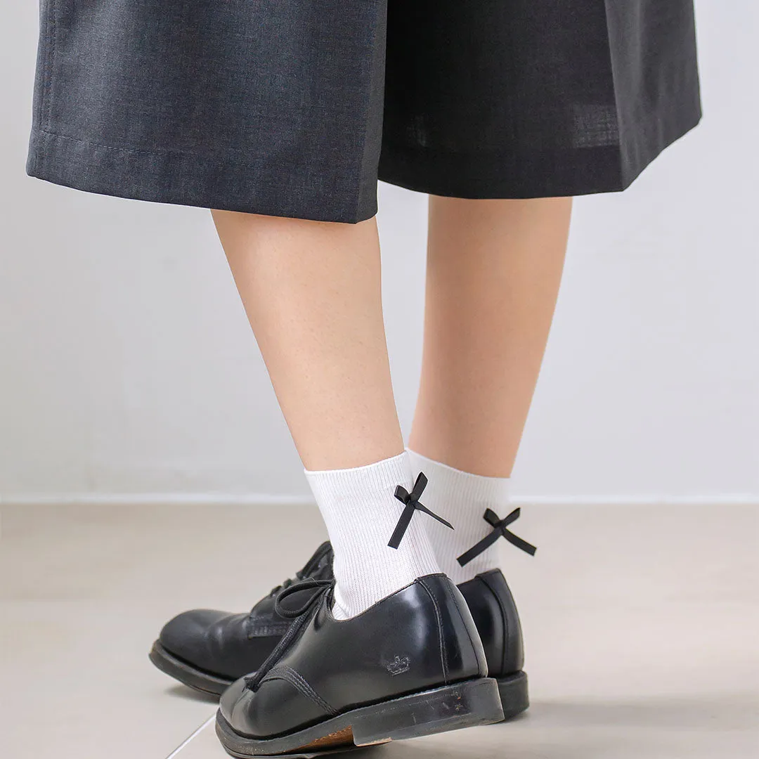 011132260 Madeline Bow Fine Rib Ankle Socks