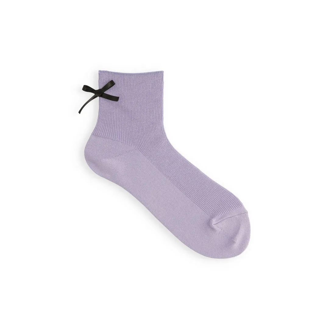 011132260 Madeline Bow Fine Rib Ankle Socks