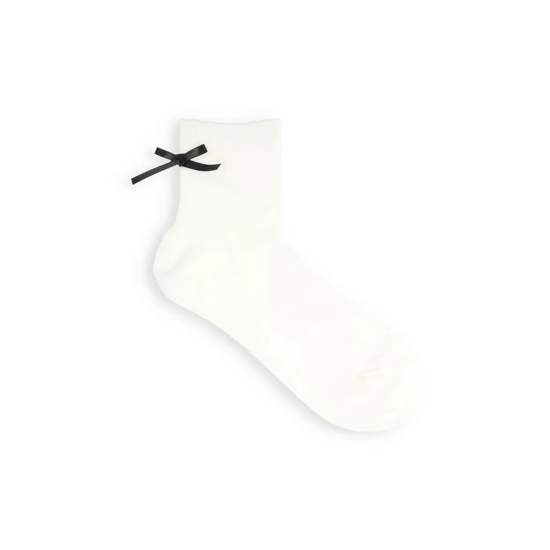 011132260 Madeline Bow Fine Rib Ankle Socks