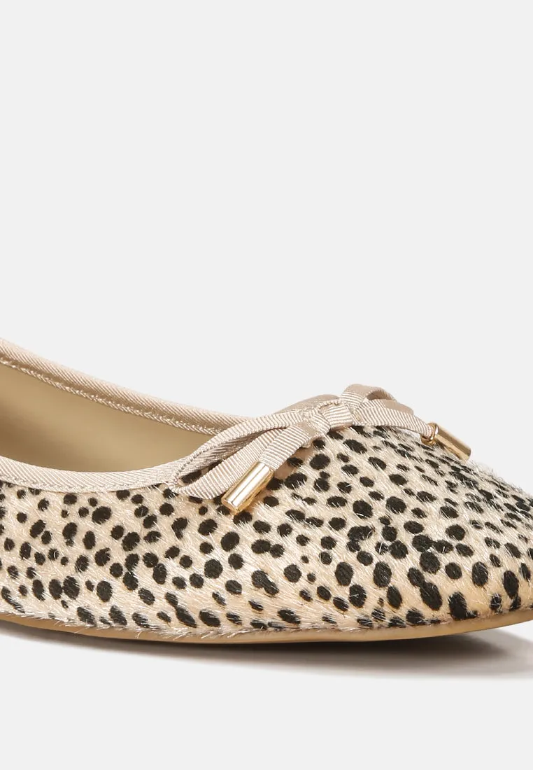Animal Print Flat Bow Ballerinas