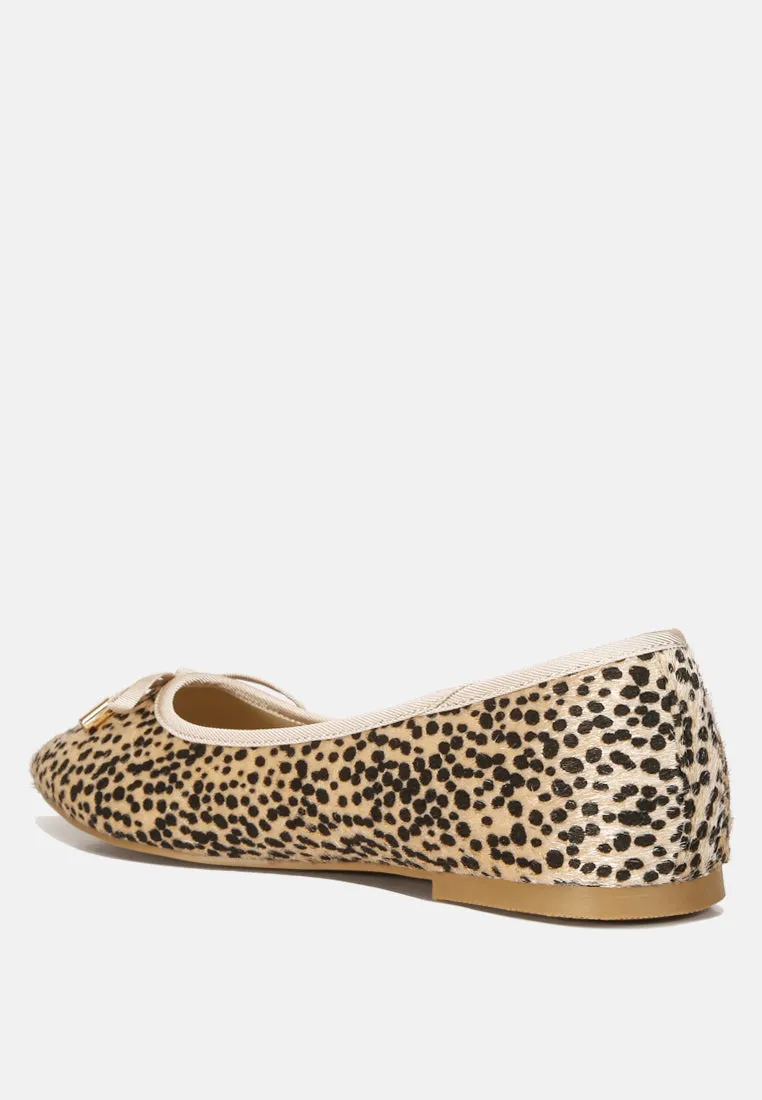Animal Print Flat Bow Ballerinas