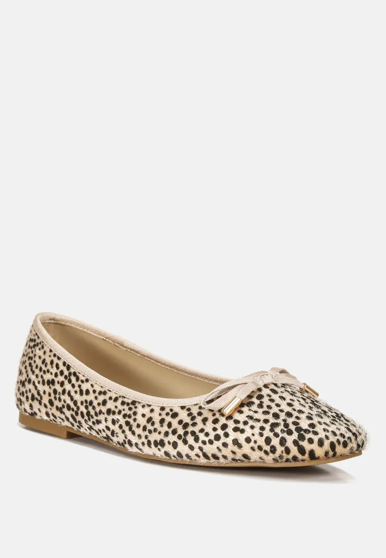Animal Print Flat Bow Ballerinas