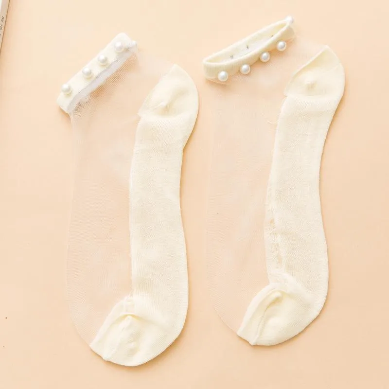 Anklet-Liked Pearl Crystal Summer Socks