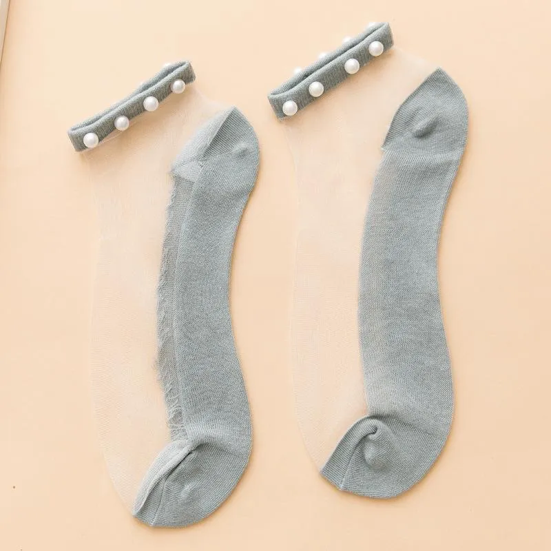 Anklet-Liked Pearl Crystal Summer Socks