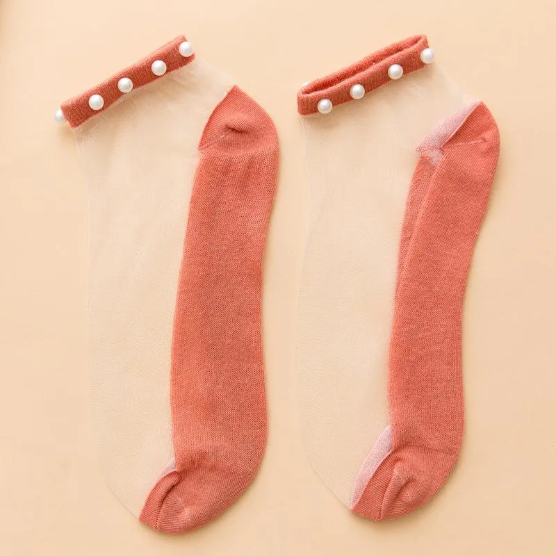 Anklet-Liked Pearl Crystal Summer Socks