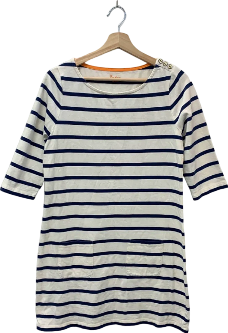 Boden Navy Blue and White Stripe Dress UK 12