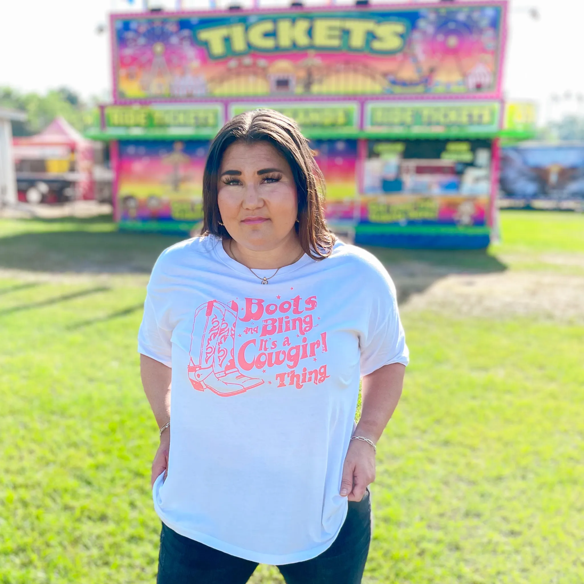 Boots and Bling its a Cowgirl Thing Graphic Tee