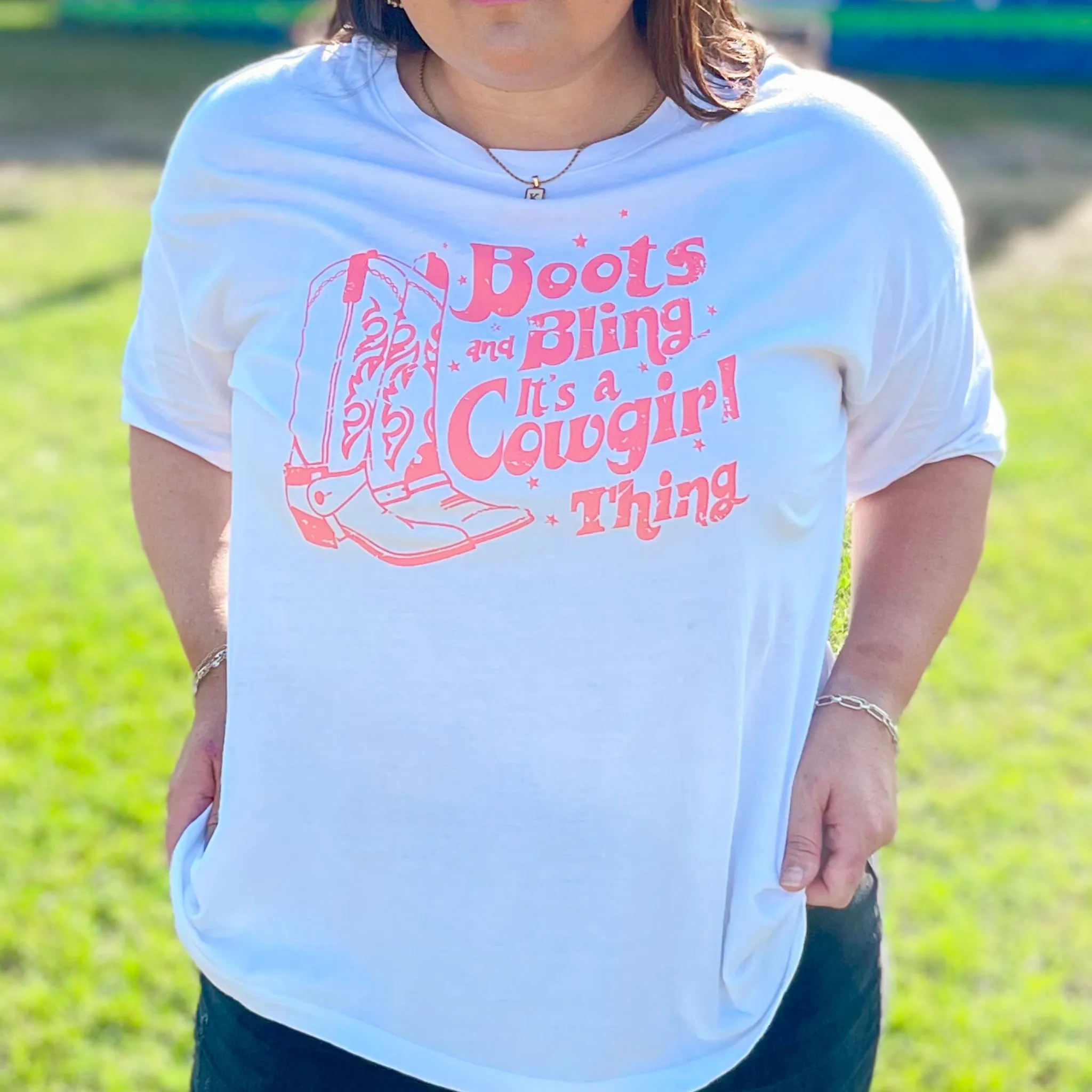 Boots and Bling its a Cowgirl Thing Graphic Tee