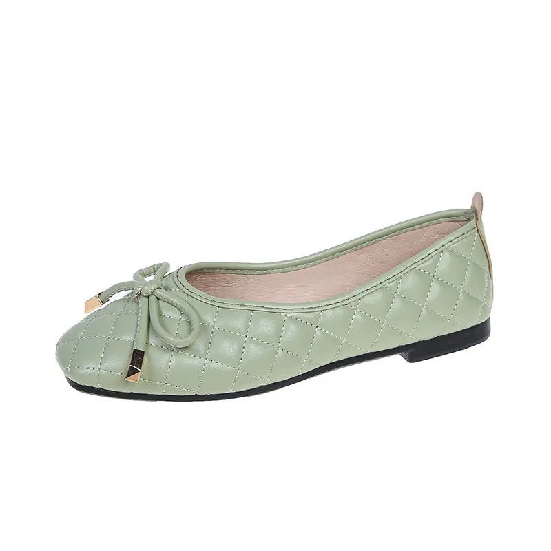 Butterfly-knot Breathable Square Toe Slip On Loafers