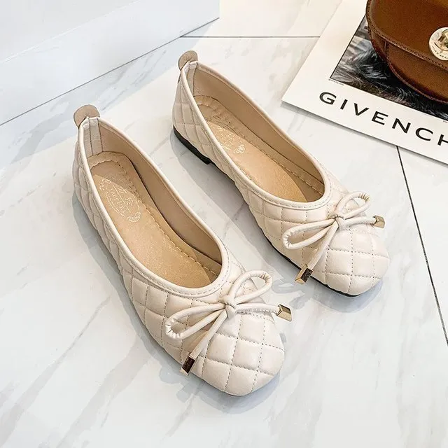 Butterfly-knot Breathable Square Toe Slip On Loafers