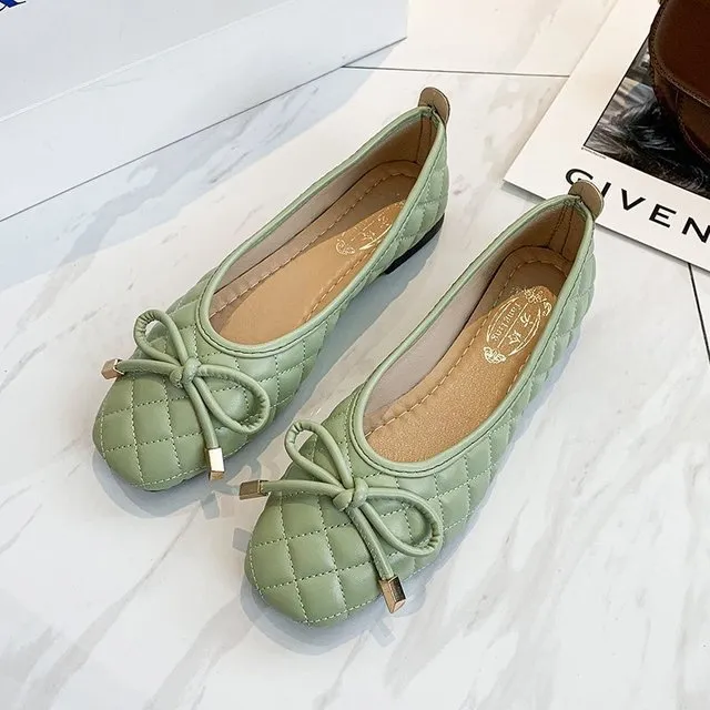 Butterfly-knot Breathable Square Toe Slip On Loafers