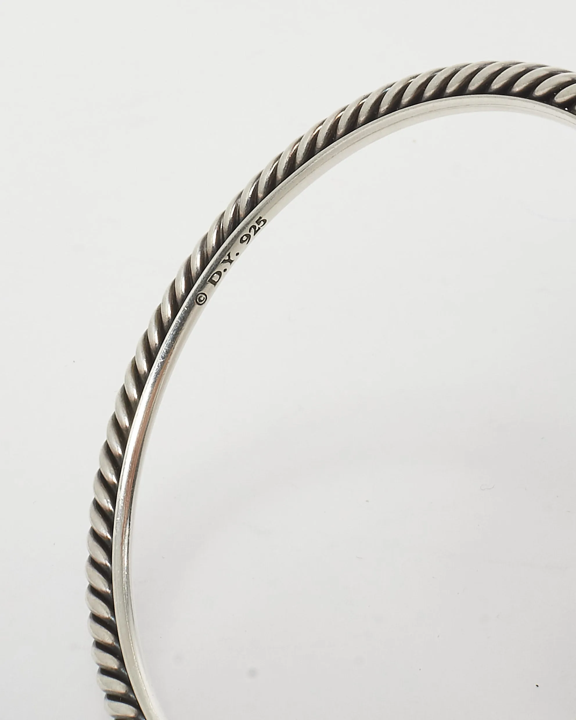 David Yurman Sterling Silver Sculpted Cable Thin Bangle Bracelet - M