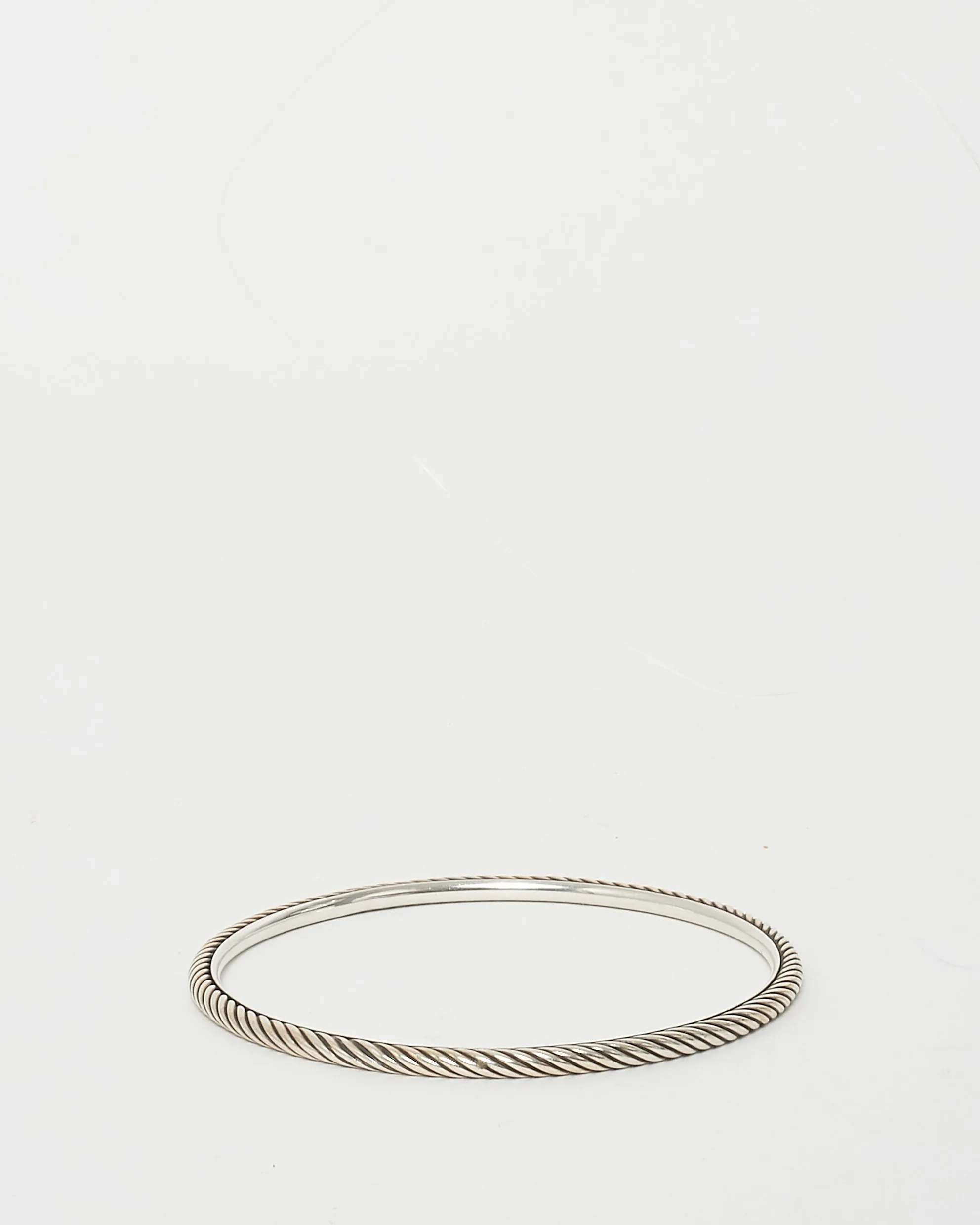 David Yurman Sterling Silver Sculpted Cable Thin Bangle Bracelet - M