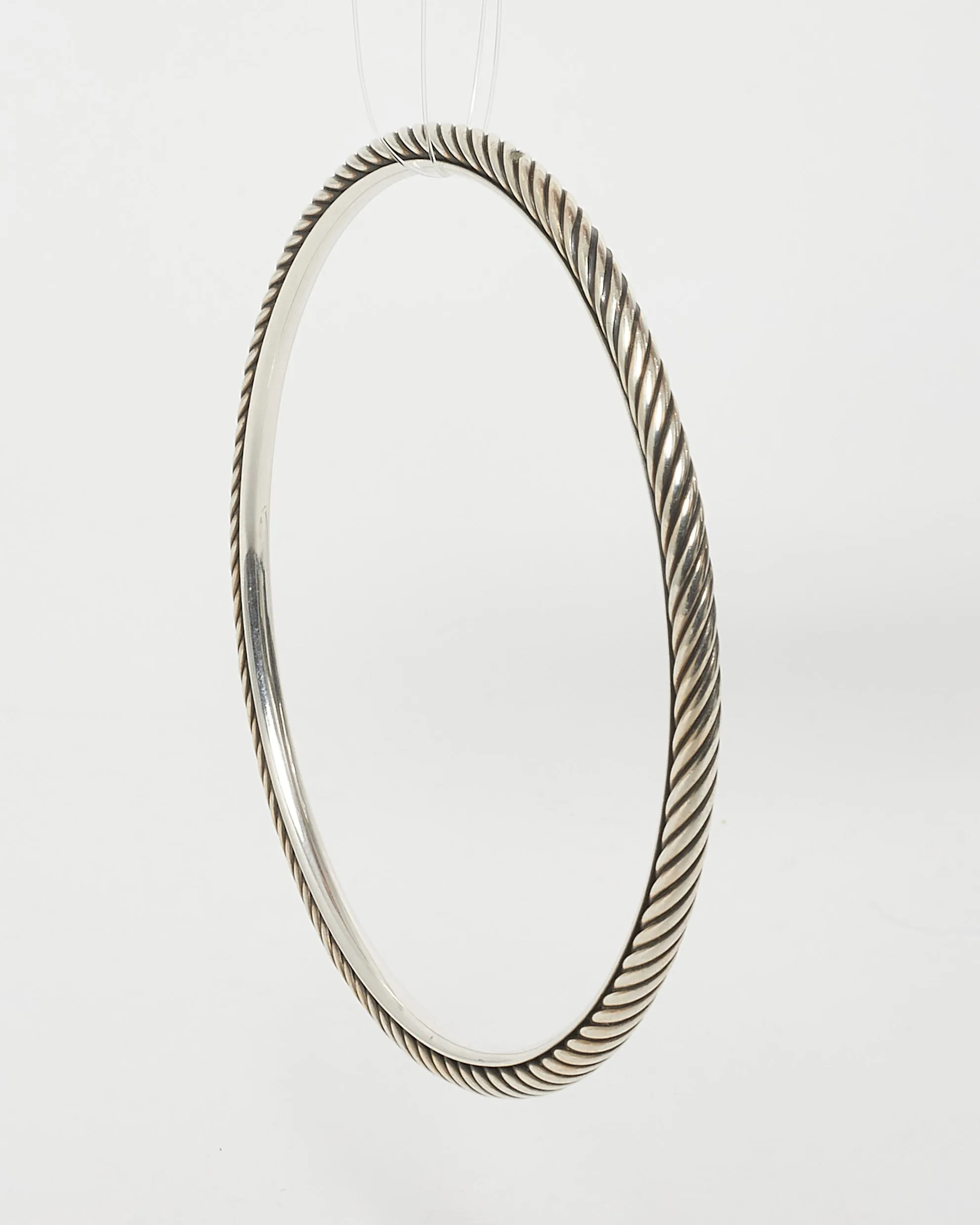 David Yurman Sterling Silver Sculpted Cable Thin Bangle Bracelet - M