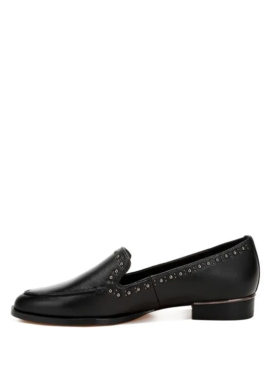 Delicate Stud Leather Loafers