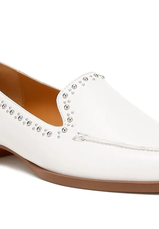 Delicate Stud Leather Loafers