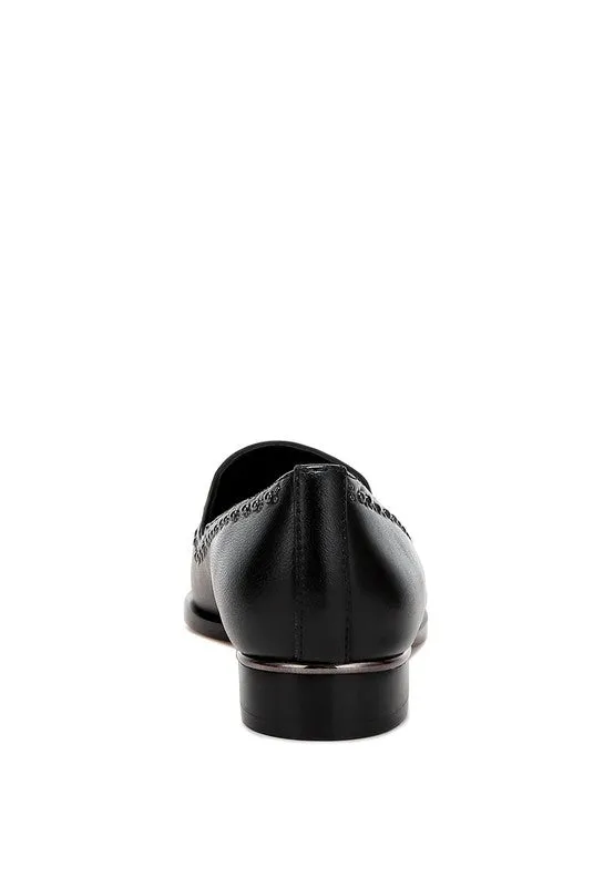 Delicate Stud Leather Loafers
