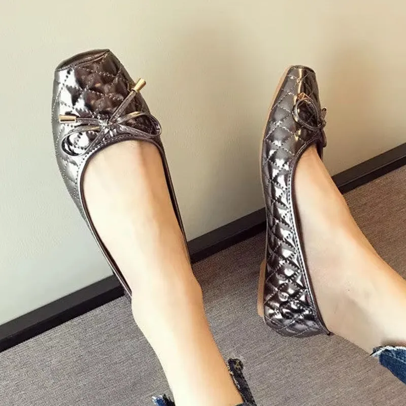 Fashion Ballet Flats Gold Soft Ladies Shoes