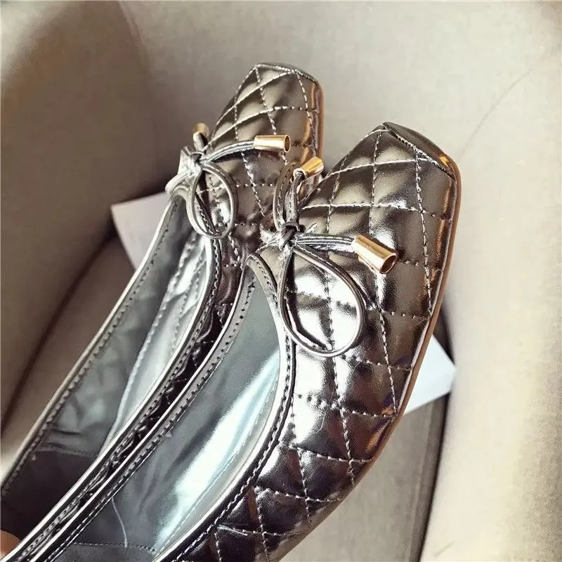 Fashion Ballet Flats Gold Soft Ladies Shoes