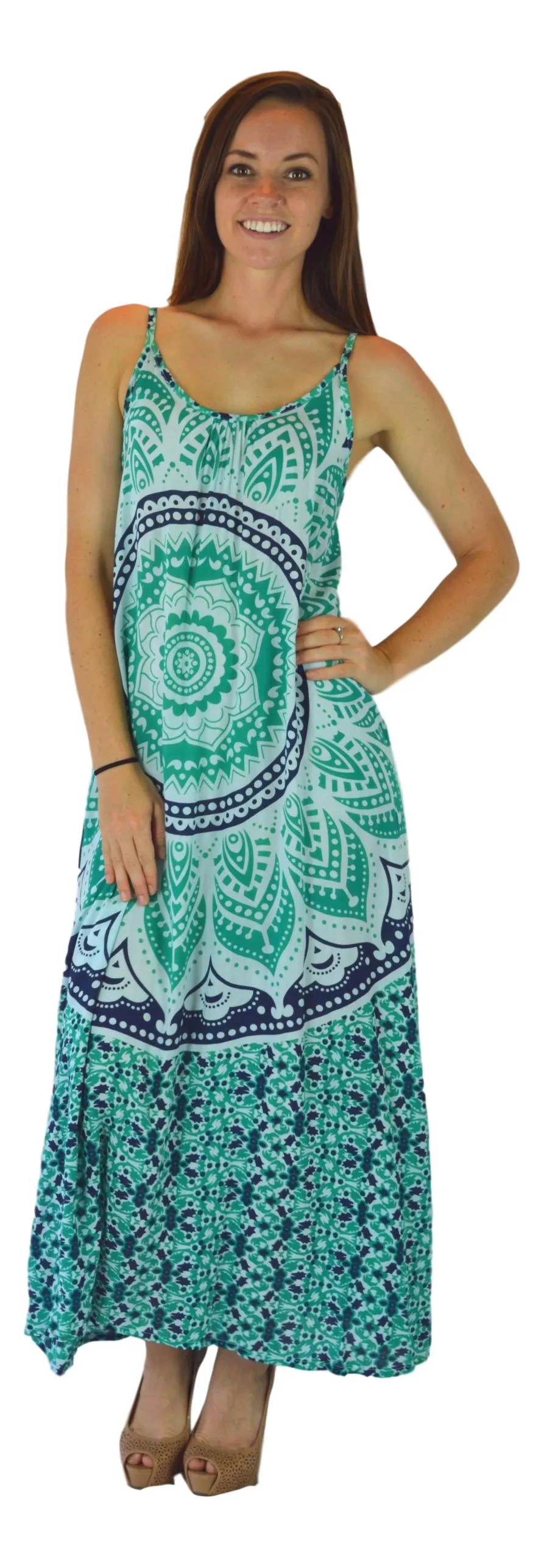 Holoholo - Bali Dress  - Mandala - Green - Long