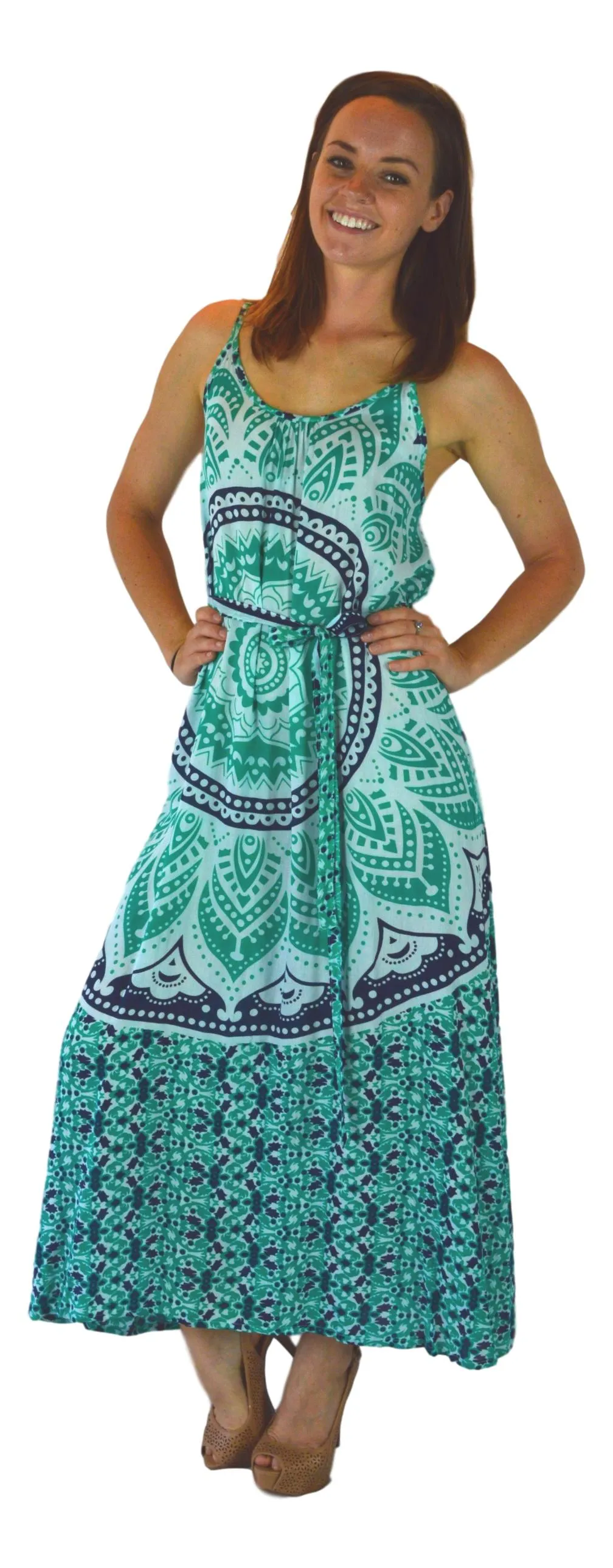 Holoholo - Bali Dress  - Mandala - Green - Long