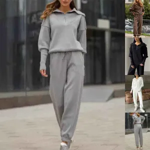 Lounge Suit - Women's Polyester Zipper Top & Drawstring Pants - Active & Comfy