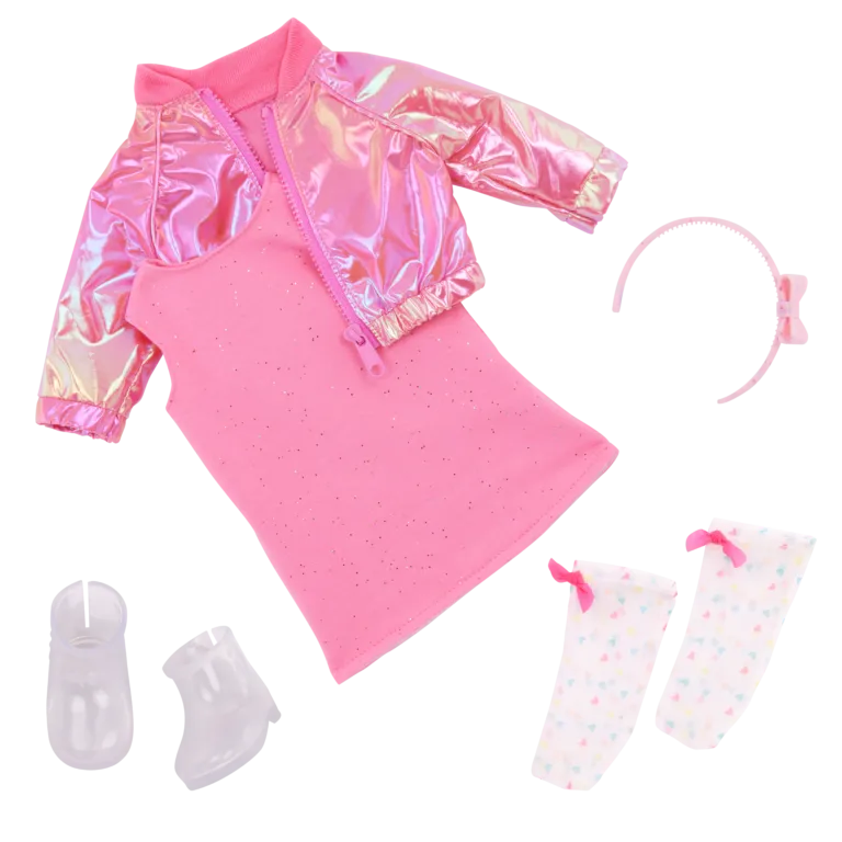 Our Generation Splash of Pink  Edgy Bomber Jacket Deluxe Outfit