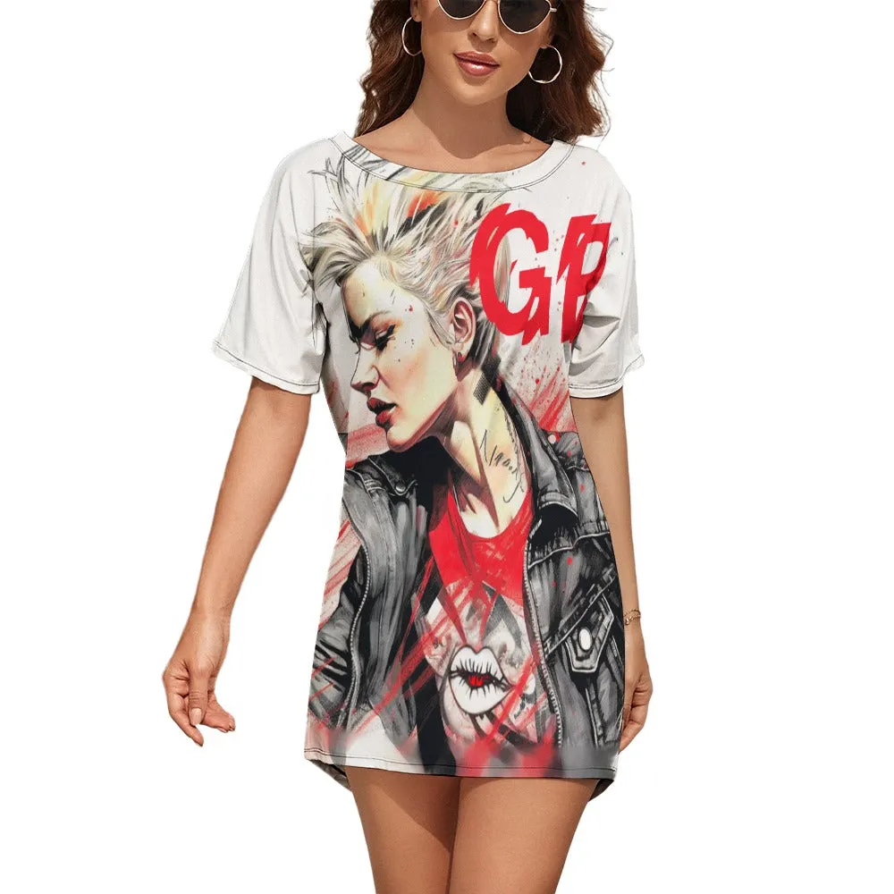 Round Neck Doll Sleeve Loose T-Shirt