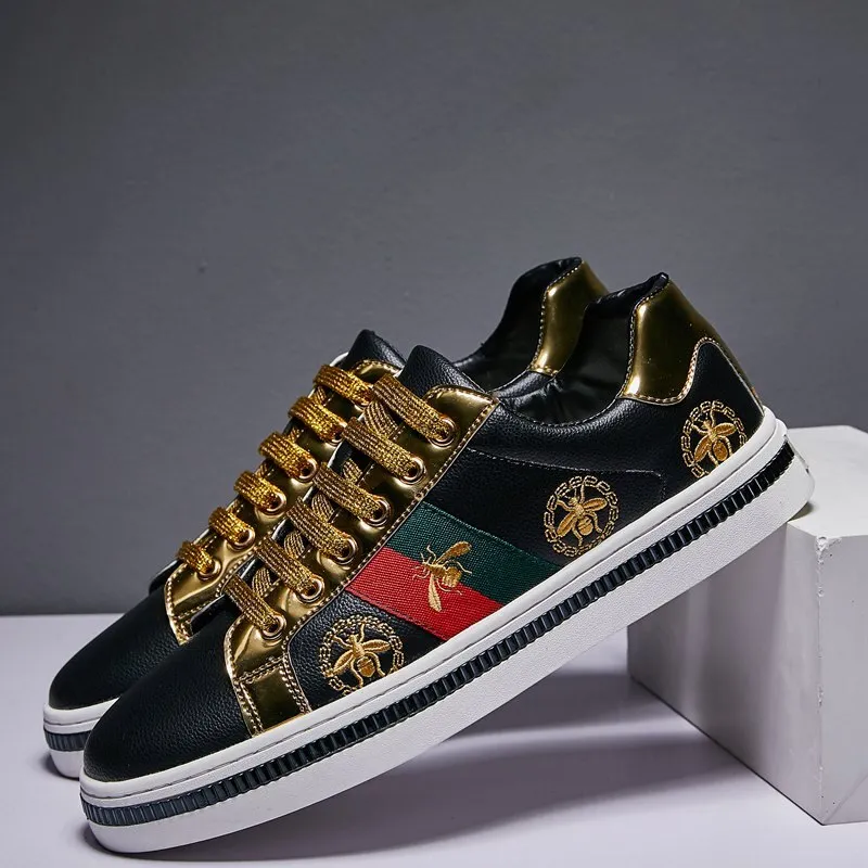 SHOES LUXURY GOLDEN OUTDOOR LOW FLATS WOMEN CASUAL LEATHER SHOES COUPLE GLITTER SNEAKERS WINTER SHOES