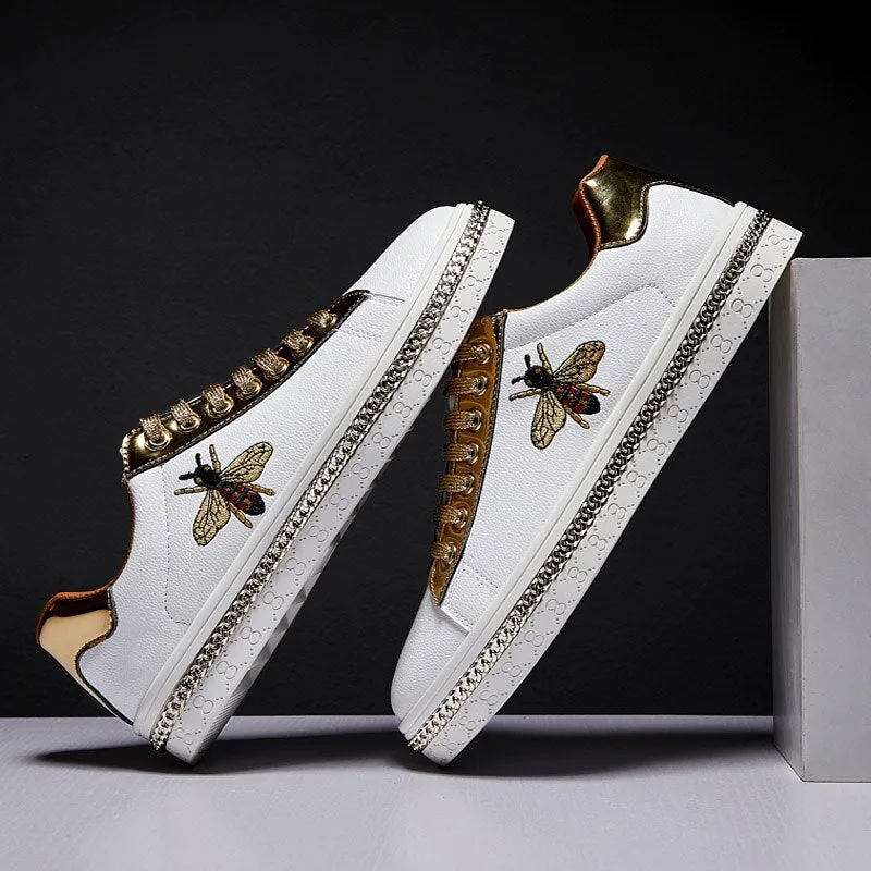 SHOES LUXURY GOLDEN OUTDOOR LOW FLATS WOMEN CASUAL LEATHER SHOES COUPLE GLITTER SNEAKERS WINTER SHOES