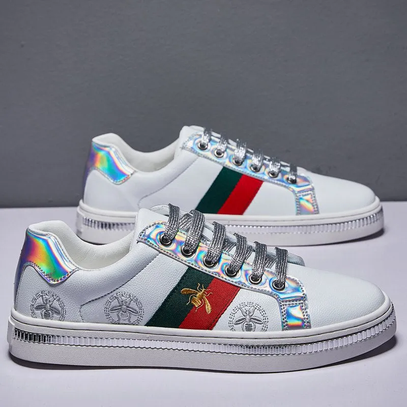 SHOES LUXURY GOLDEN OUTDOOR LOW FLATS WOMEN CASUAL LEATHER SHOES COUPLE GLITTER SNEAKERS WINTER SHOES