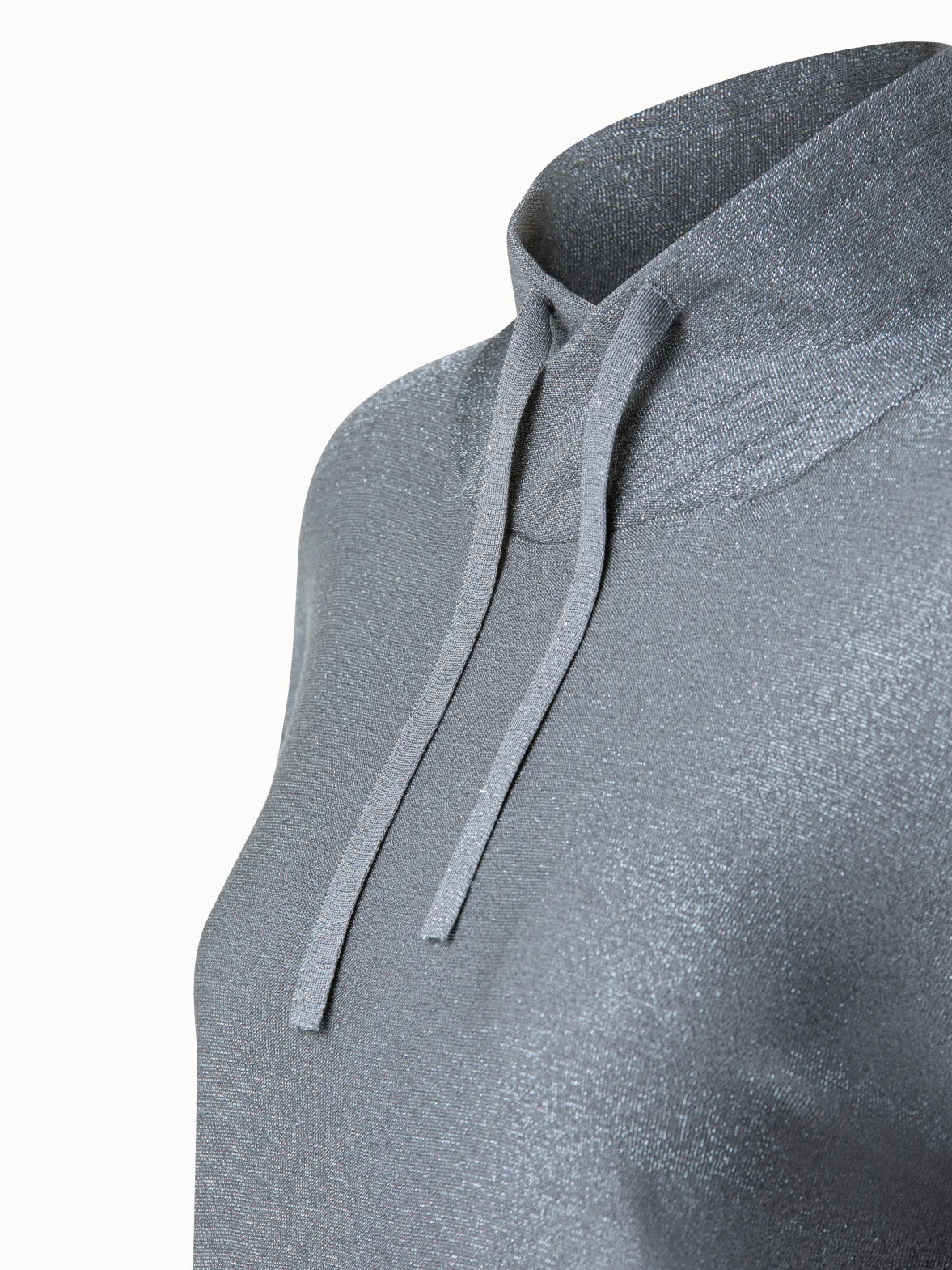 Silk Lurex Cowl Neck Knit Pullover