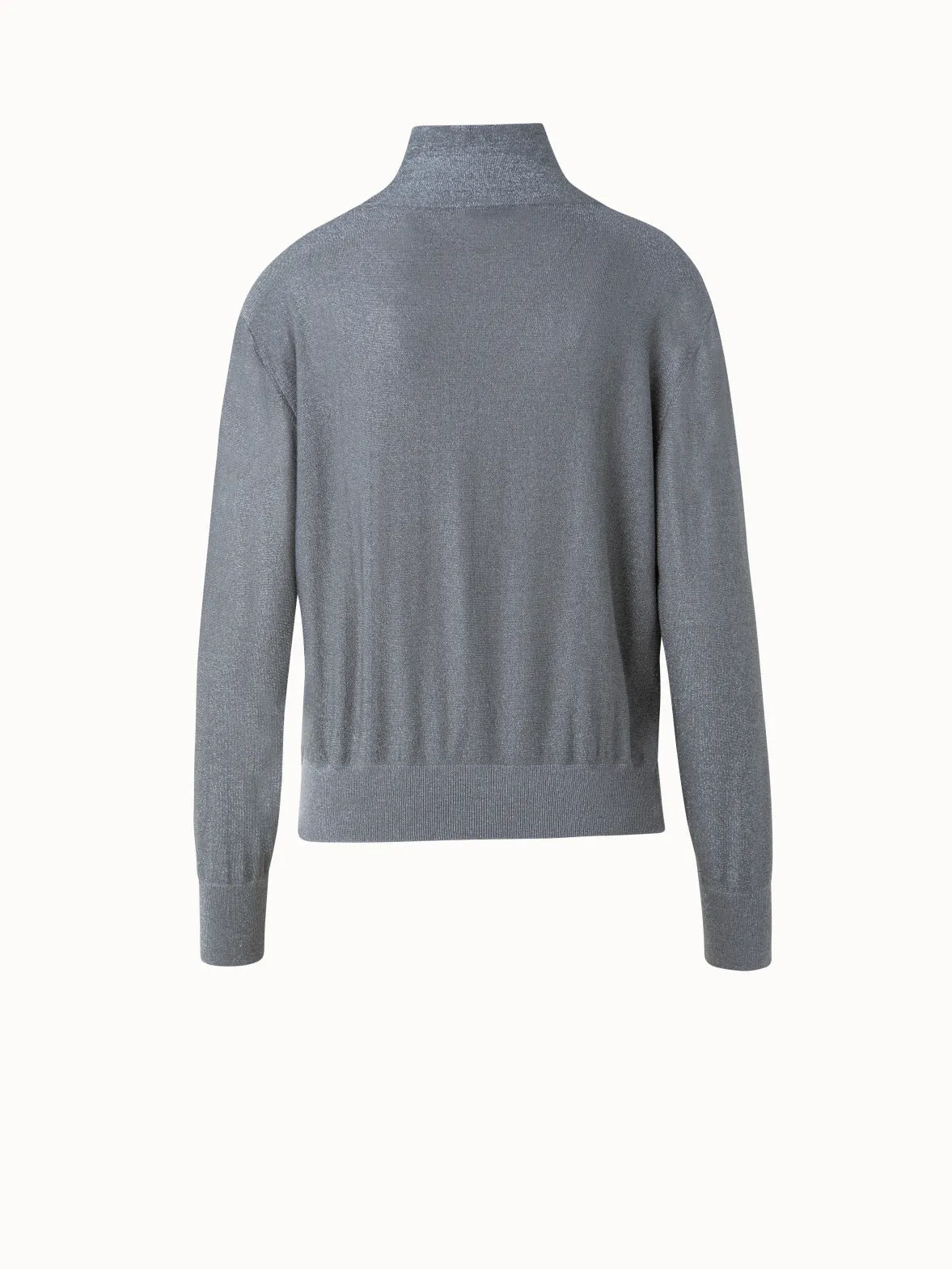 Silk Lurex Cowl Neck Knit Pullover