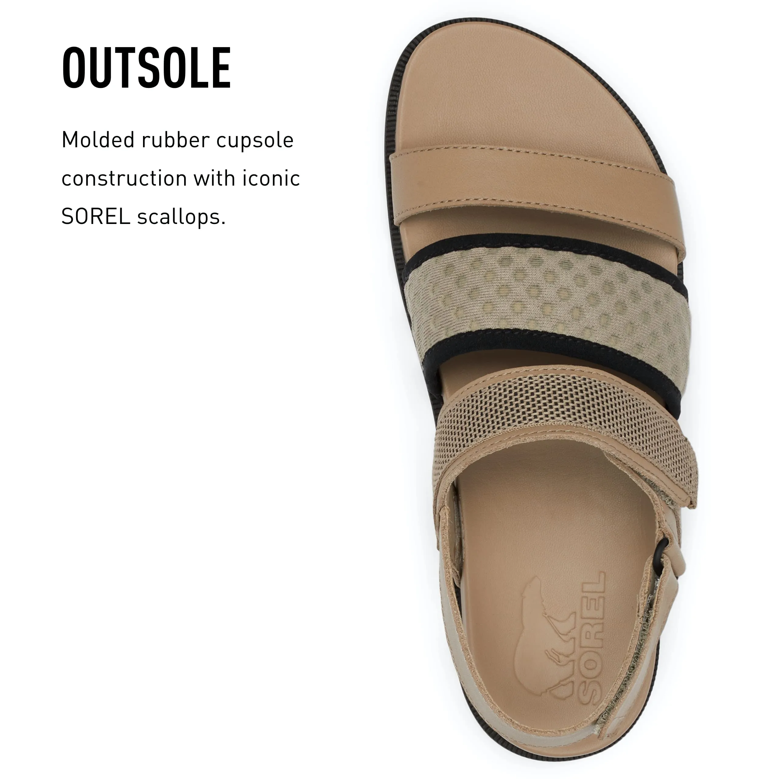 Sorel Women's Roaming Decon Slingback Sandals - Omega Taupe, Black - Size 5