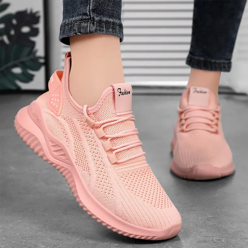 Sporty Almond Toe Running Sneakers with Shock-Absorbing Design