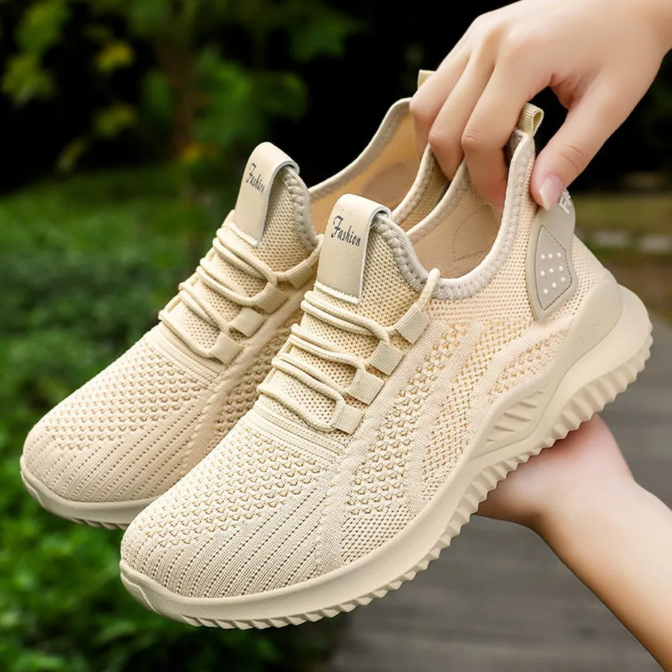Sporty Almond Toe Running Sneakers with Shock-Absorbing Design