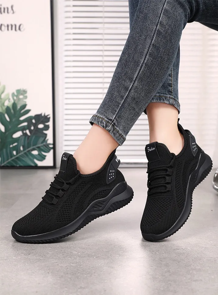 Sporty Almond Toe Running Sneakers with Shock-Absorbing Design