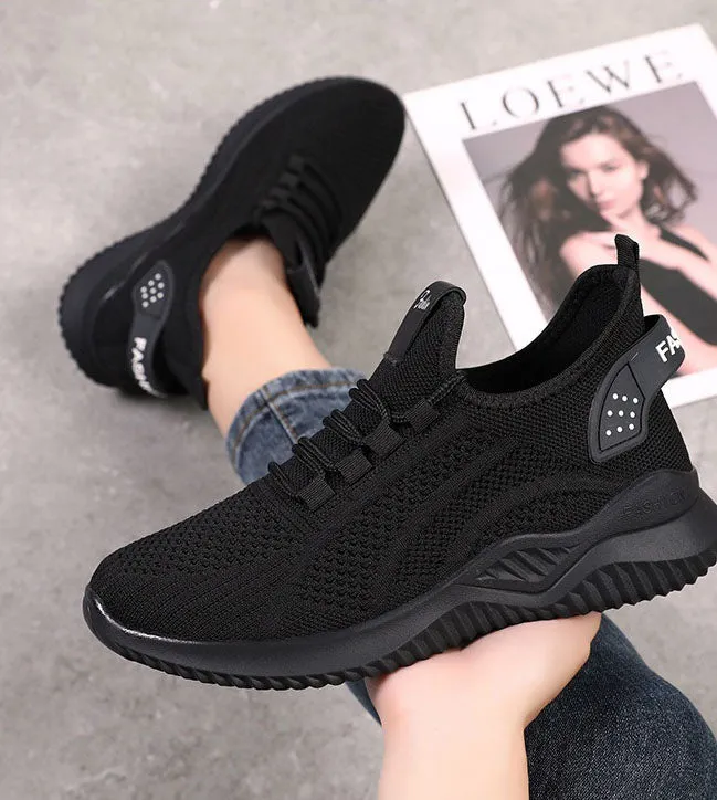 Sporty Almond Toe Running Sneakers with Shock-Absorbing Design