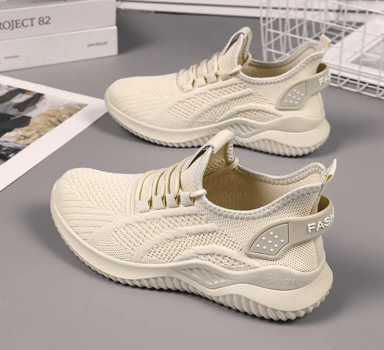 Sporty Almond Toe Running Sneakers with Shock-Absorbing Design