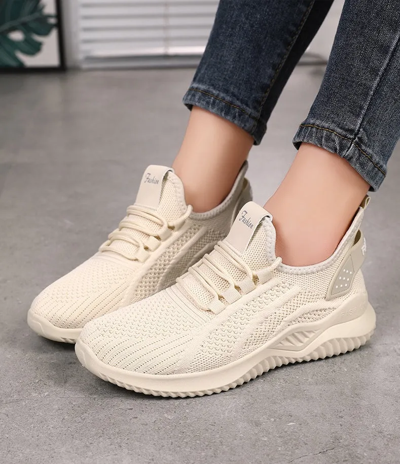 Sporty Almond Toe Running Sneakers with Shock-Absorbing Design