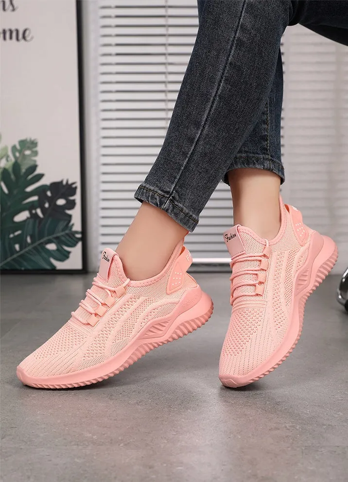 Sporty Almond Toe Running Sneakers with Shock-Absorbing Design
