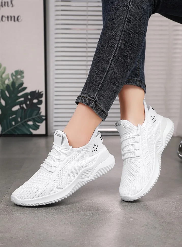 Sporty Almond Toe Running Sneakers with Shock-Absorbing Design