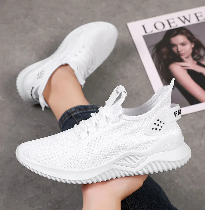 Sporty Almond Toe Running Sneakers with Shock-Absorbing Design