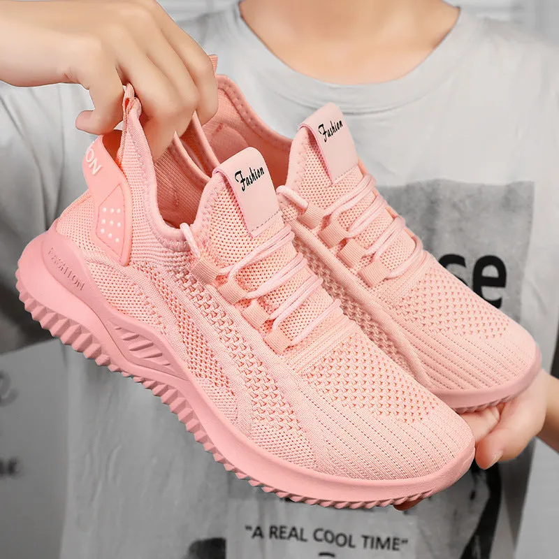 Sporty Almond Toe Running Sneakers with Shock-Absorbing Design