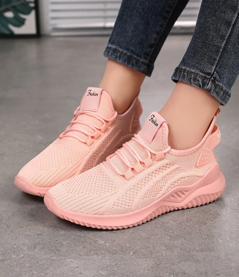 Sporty Almond Toe Running Sneakers with Shock-Absorbing Design